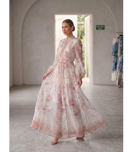 Vestido Largo con Estampado Floral.