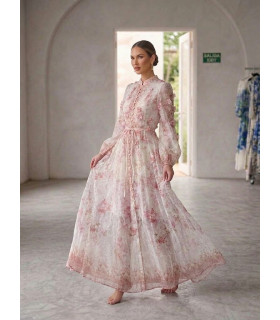 Vestido Largo con Estampado Floral.