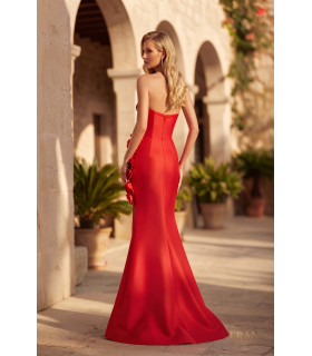 Strapless Stretch Mermaid Dress with 3D Flowers.