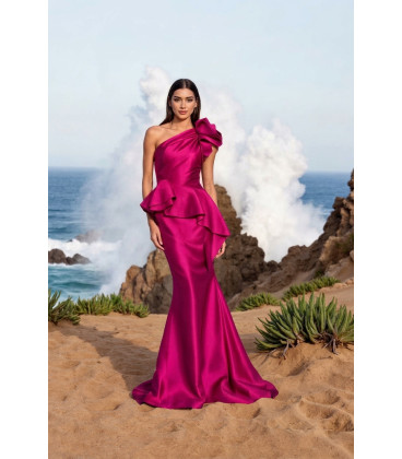 Long Evening Dress, Fitted and Flared.